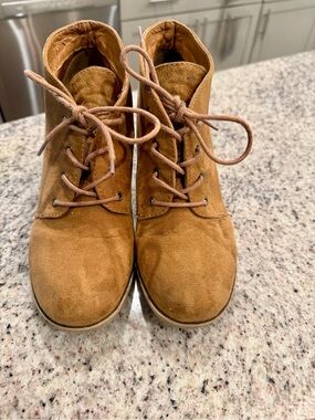 Xappeal Tan Lace-Up Suede Ankle Boots